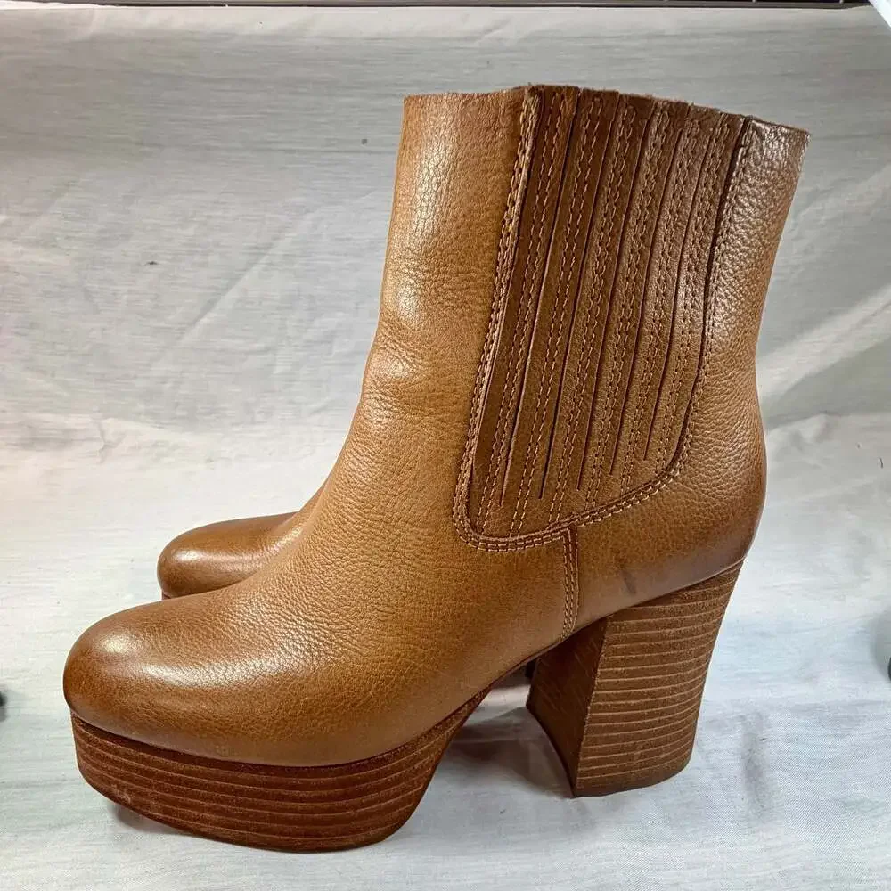 Kork-Ease Women's Baylie Brown Terra Platform Block Heel Bootie Ankle Boot